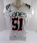 Miami Hurricanes #51 Game Used White Practice Jersey XL DP52714 - DP52714