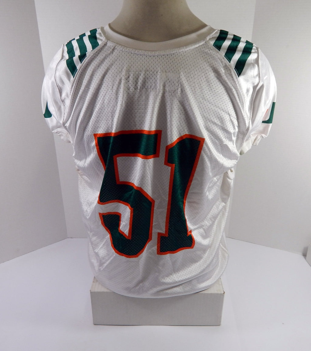 Miami Hurricanes #51 Game Used White Practice Jersey XL DP52714 - DP52714