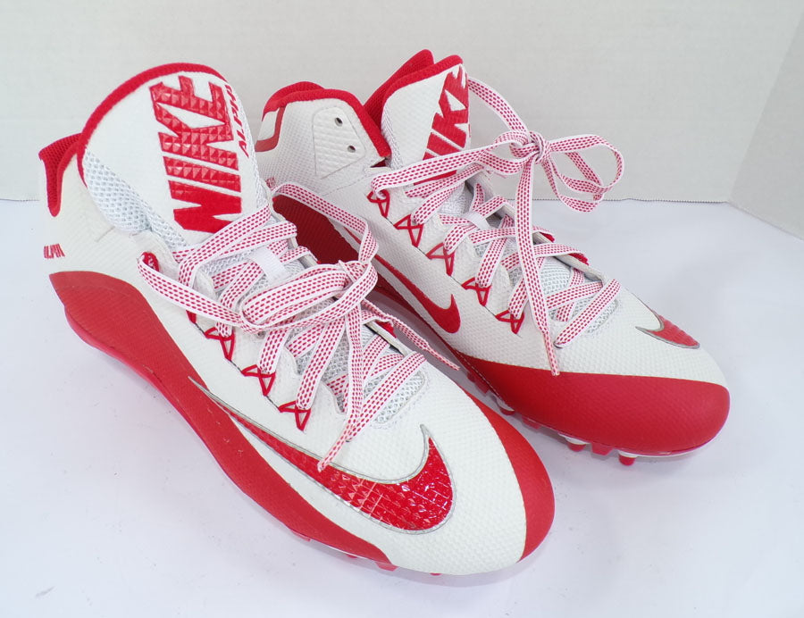 Nike Alpha Pro 2 TD Mid Football Cleats #719932-166 Red/White Size 12.5
