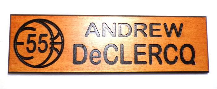 2001-05 Andrew DeClercq 55 Team Used Orlando Magic NBA Wooden Nameplate