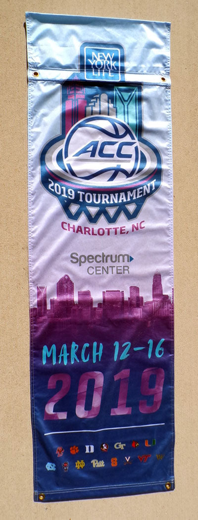 Event-Used 2019 ACC Men's Basketball Tournament Banner - Size 36" X 96"