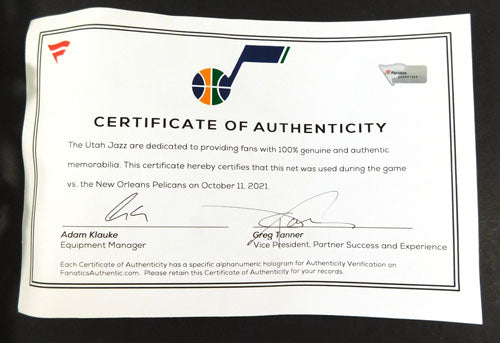 Utah Jazz vs. New Orleans Pelicans NBA Game Used Basketball Net 10-11-21 Pic2