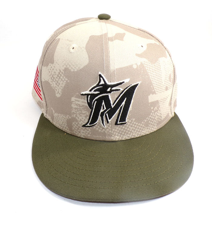 2025 Tyler Phillips #30 Miami Marlins TI Armed Forces Day 7 1/4 Beige Camo Cap