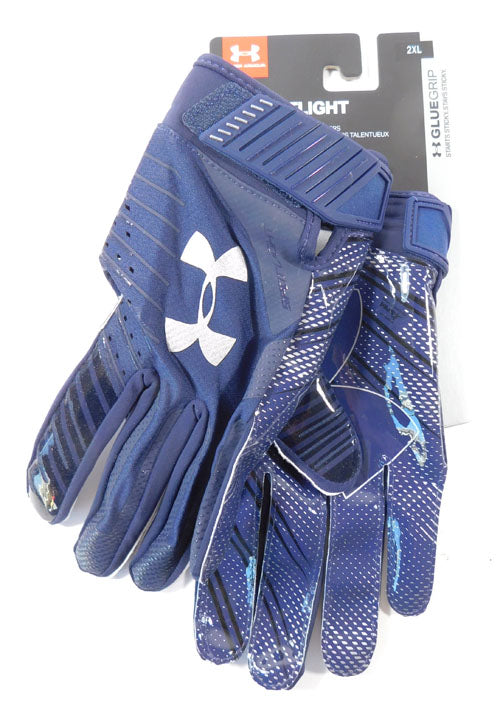 New Under Armour Spotlight GlueGrip Skill Players Navy Football Gloves 2XL