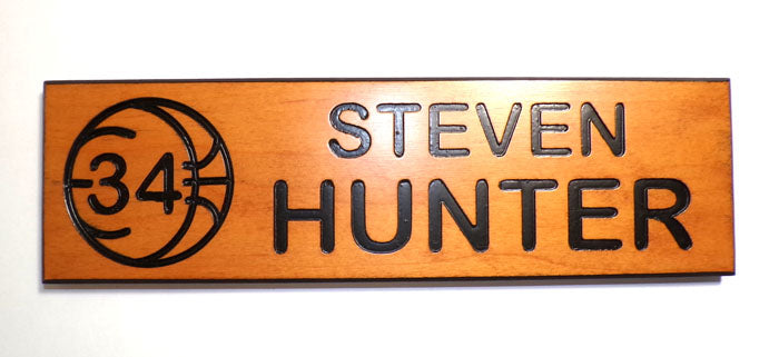 2002-04 Steven Hunter 34 Team Used Orlando Magic Locker Room Wooden Nameplate