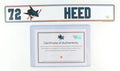 2019-20 Tim Heed #72 Player Issued Sharks White Nameplate COA #AA0033328
