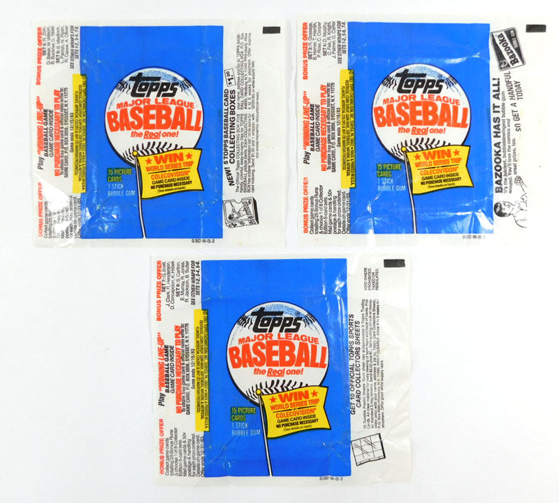 (3) 1983 Topps Baseball Wax Wrapper ~ 3-Different Variations