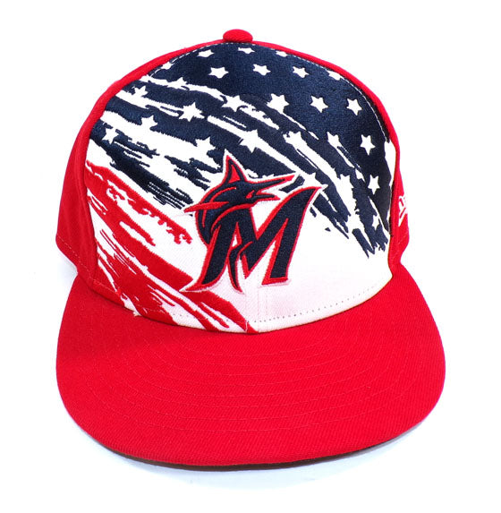 2022 Tanner Scott #66 Angels @ Marlins Game-Worn 4th of July New Era Cap COA