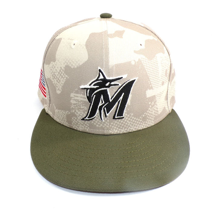 2025 Jesus Tinoco #38 Miami Marlins TI Armed Forces Day 7 1/4 Beige Camo Cap