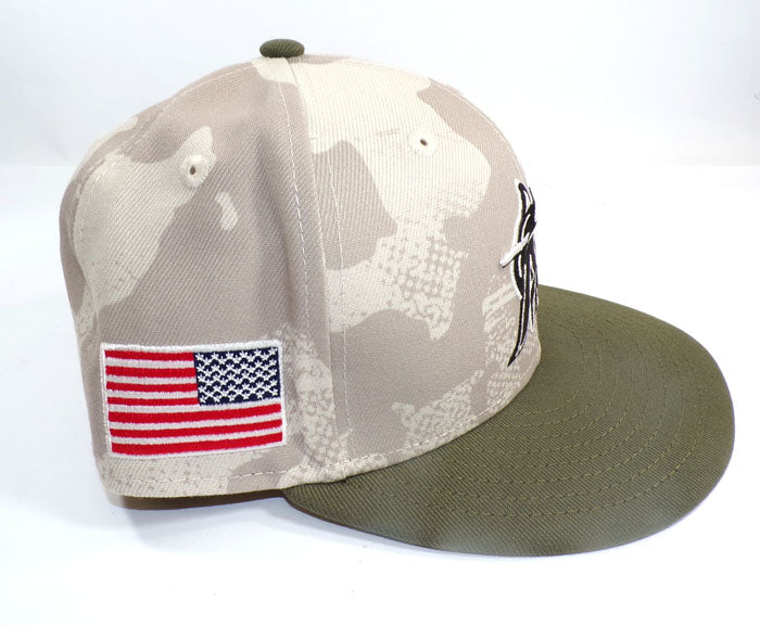 2025 Jesus Tinoco #38 Miami Marlins TI Armed Forces Day 7 1/4 Beige Camo Cap Pic2