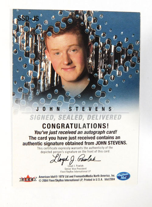 2004 Fleer American Idol John Stevens Signed Sealed Delivered Auto Pic2