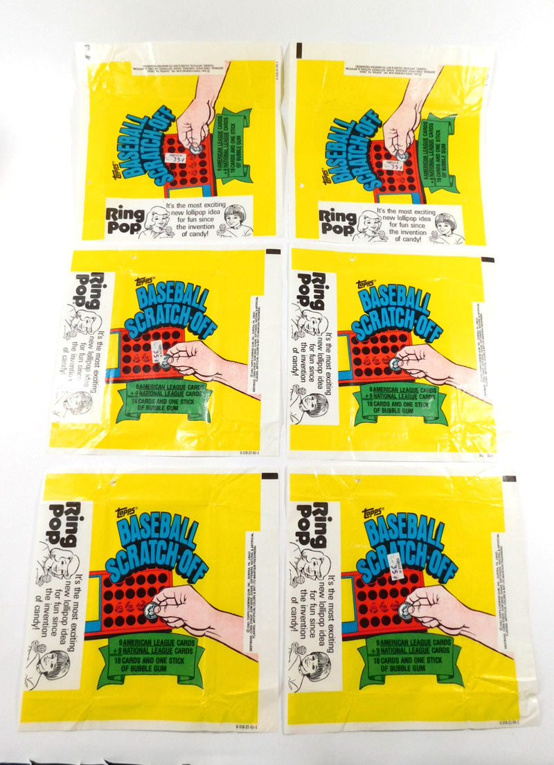 (6) 1981 Topps Baseball Scratch-Off Wax Wrappers ~ Ring Pop Variation