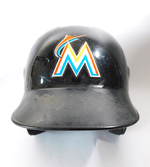 2017-18 Miami Marlins Game Used Black Batting Helmet 7 1/2 Minors DM86181