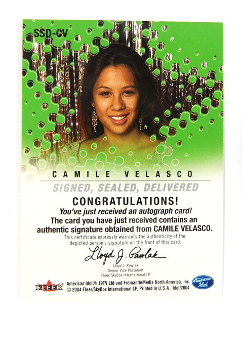 2004 Fleer American Idol Camile Velasco Signed Sealed Delivered Auto Pic2