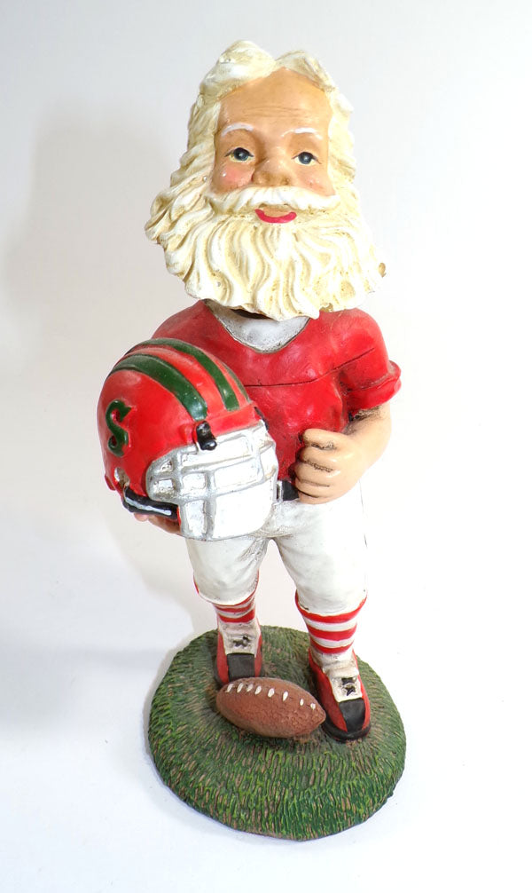 Ceramic Santa Bobblehead #02 on Football Jersey Green S on Helmet No Box