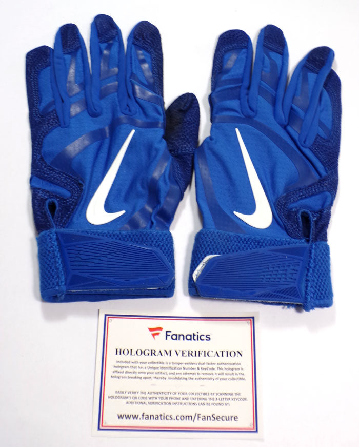 2020 Dominic Smith NY Mets Blue Nike Player Issued Batting Gloves COA XJ05525608