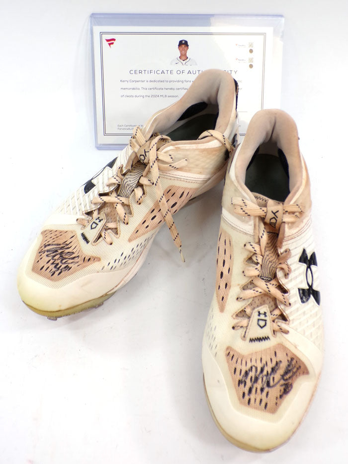 2024 Kerry Carpenter Tigers Autographed Game-Used White UA Cleats COA's DM93687