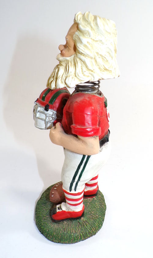 Ceramic Santa Bobblehead #02 on Football Jersey Green S on Helmet No Box Pic2