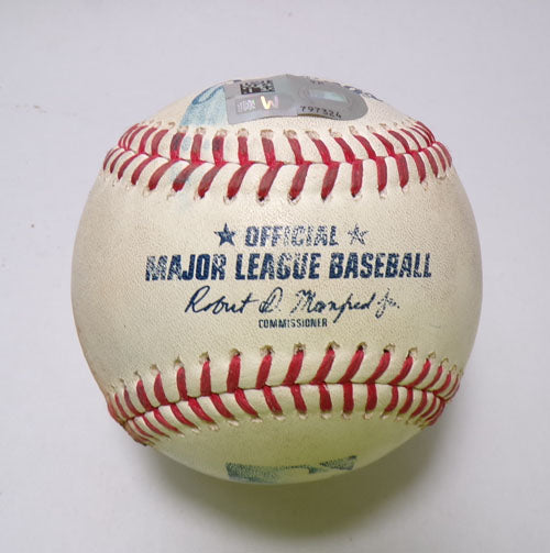Miami Marlins @ Rockies Game-Used Baseball 8-27-24  Ryan McMahon/Michael Baumann Pic2
