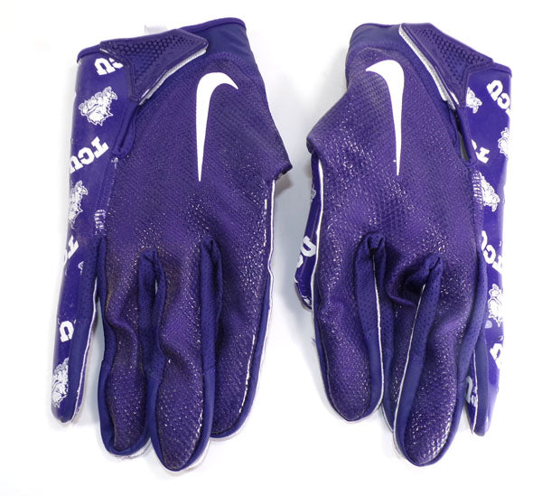 Nike TCU Horned Frog Team Issued Vapor Jet 7 Purple Football Gloves Size 3XL Pic2