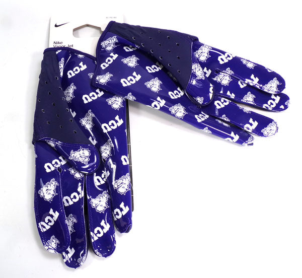 Nike TCU Horned Frog Team Issued Vapor Jet 7 Purple Football Gloves Size XL