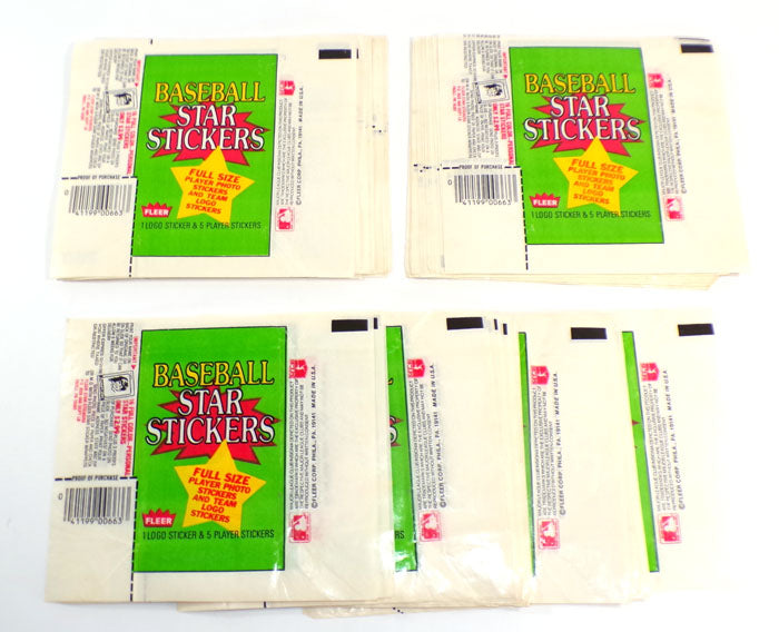 Lot of (100) 1986 Fleer Star Stickers Wax Wrappers avg Ex-Mt+