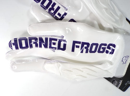 Nike TCU Horned Frog Team Issued Superbad 6 V2 White Football Gloves Size XL Pic2