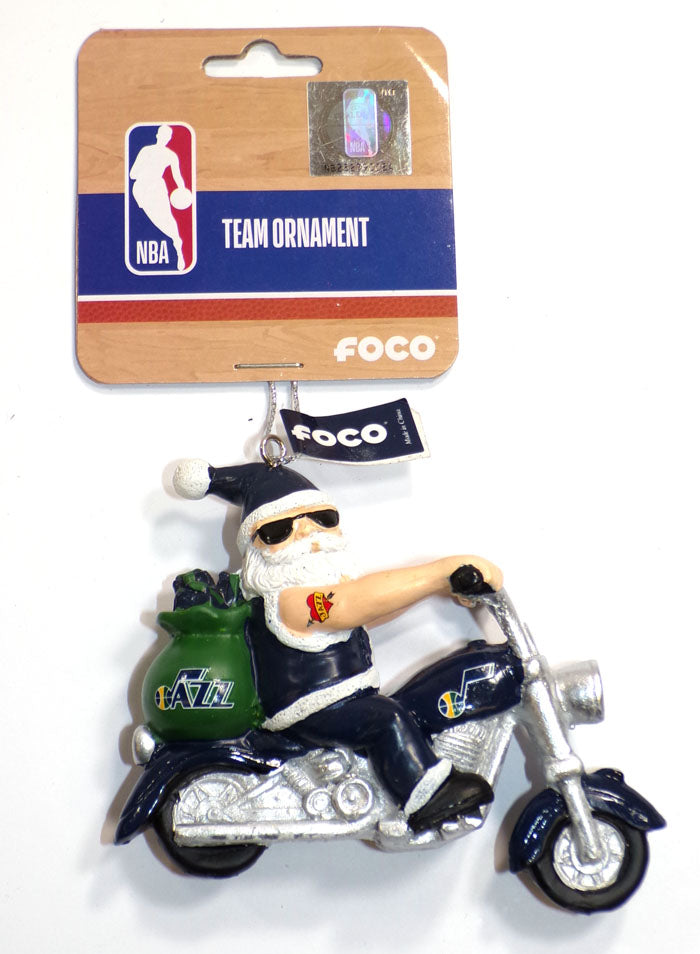 Utah Jazz NBA Team Holiday Ornament "Santa Riding a Motorcycle" by FOCO