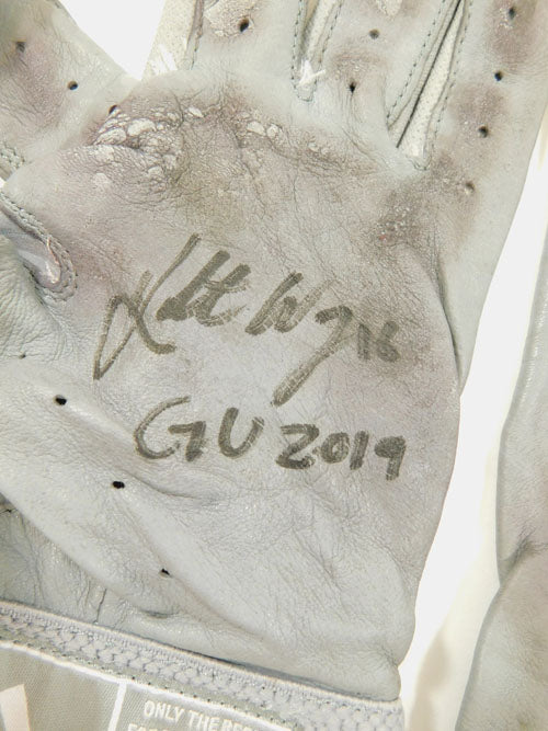 2019 Kolten Wong STL Cardinals Game-Used Steel Gray Adidas Batting Gloves AUTO Pic2