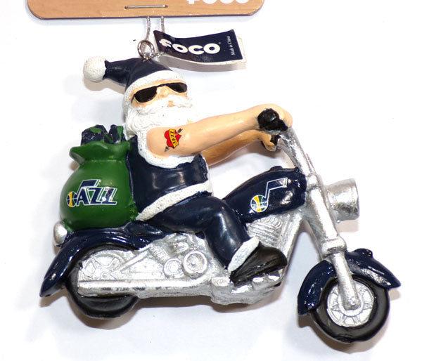 Utah Jazz NBA Team Holiday Ornament "Santa Riding a Motorcycle" by FOCO Pic2