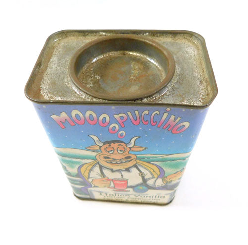 Empty Tin to display Italian Vanilla Mooooo Puccino Cappuccino Can Pic2