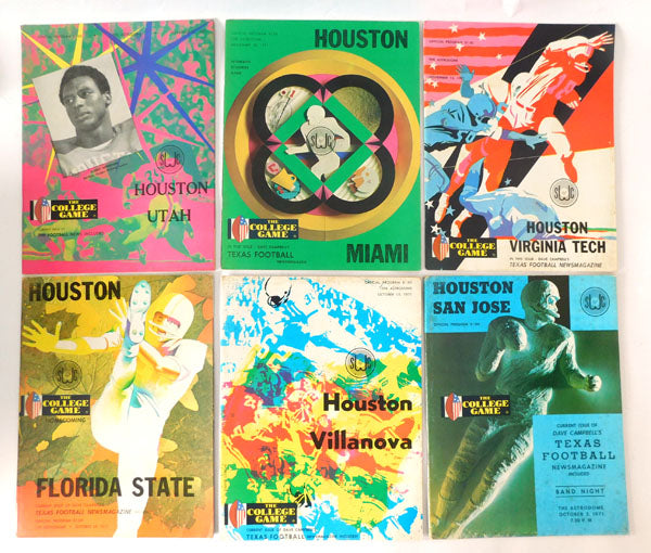 Lot of (6) Different 1971 University of Houston College Football Programs