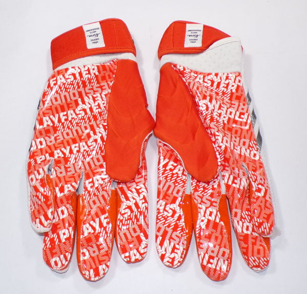 Miami Hurricanes adidas CrazyQuick 3.0 WHITE/ORANGE Receiver Gloves Size 4XL Pic2