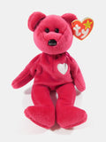 TY Valentina Dark Fuchsia BEAR Beanie Baby DOB February 14, 1998 Mint