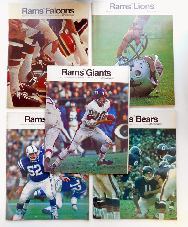 Lot of (5) Different 1968 Los Angeles Rams NFL Football Programs