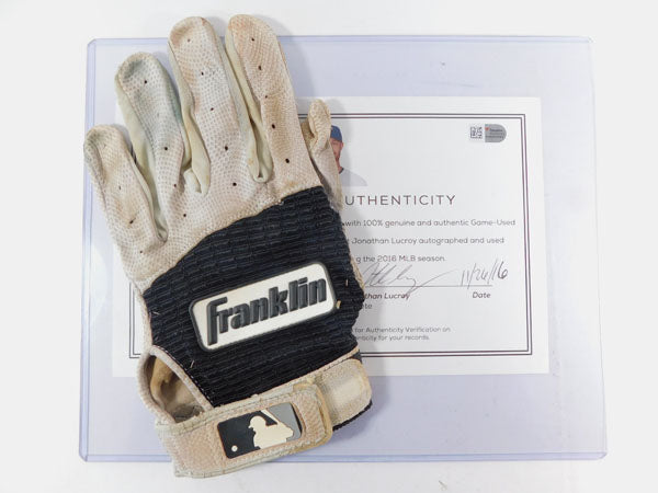 Jonathan Lucroy Rangers Game-Used Auto Left Hand Batting Glove DM86032 2016