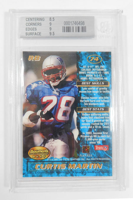 1995 Bowman's Best Curtis Martin #R74 Rookie Patriots BGS 9 Pic2
