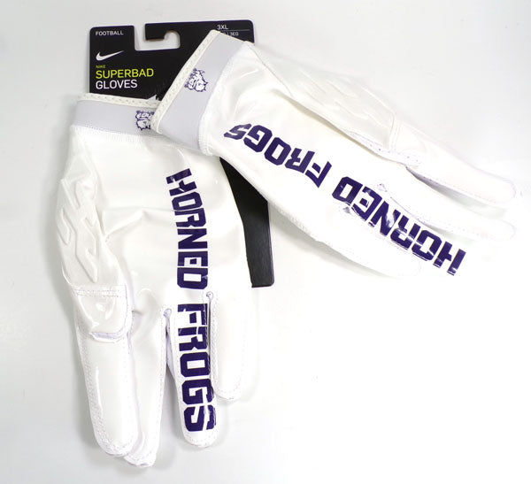 Nike TCU Horned Frog Team Issue Superbad 6 V2 White Football Gloves Size 3XL Pic2