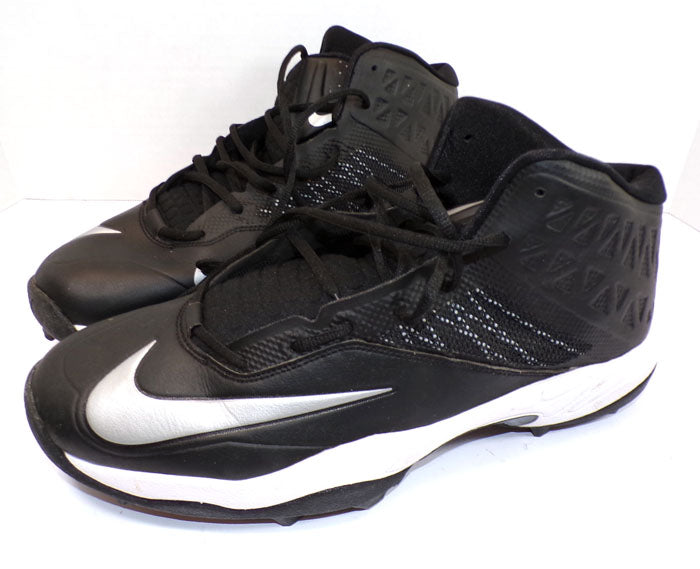 2013-14 Nike Zoom Code Elite 3/4 Shark Molded Football Cleats Size 14 Black/White (101) Pic2