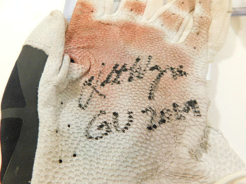 2019 Kolten Wong STL Cardinals Game-Used Wh/Blk Adidas Batting Gloves AUTO Pic2