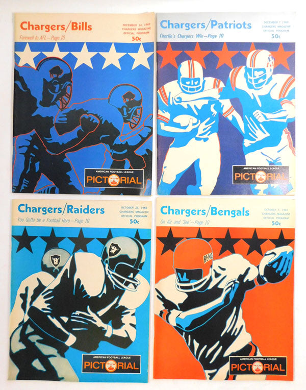 Lot of (8) Different 1969 San Diego Chargers AFL Football Programs Pic2