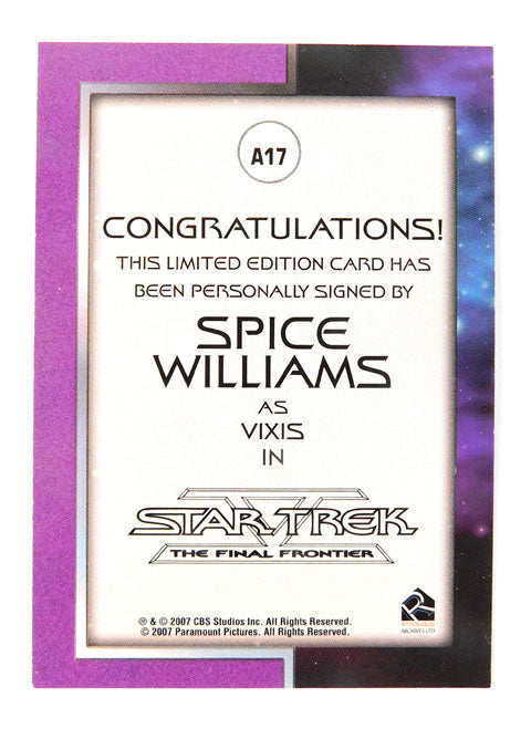 2007 Skybox Spice Williams Star Trek The Final Frontier Auto Card Pic2