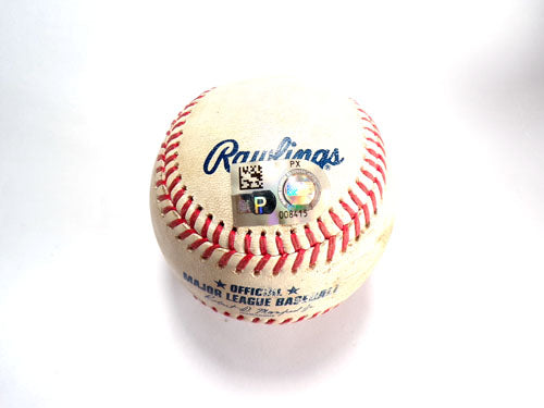 8-10-24 Atlanta Braves @ Rockies Game-Used Baseball Sam Hilliard/Aaron Bummer