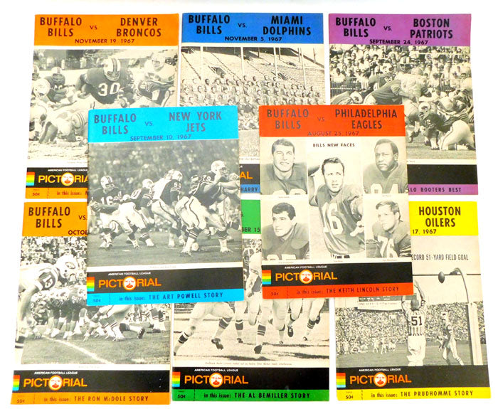 Lot of (8) Different 1967 Buffalo Bills AFL Football Programs