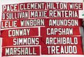 Lot of (16) Diff. Authentic San Francisco 49ers Team Issued Jersey Nameplates