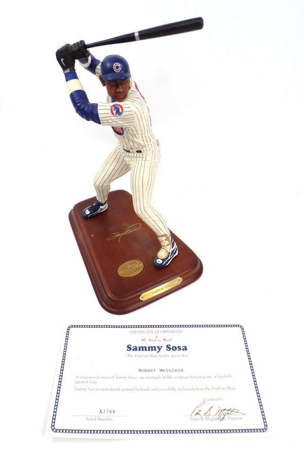 1999 Danbury Mint Sammy Sosa Chicago Cubs 9" Figurine Statue Wood Base COA