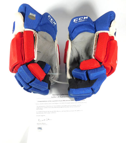 2018-19 Fredrik Claesson #33 New York Rangers Game-Used CCM Hockey Gloves LOA