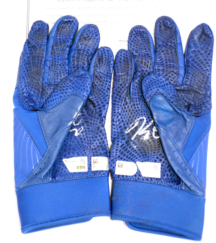 2024 Kerry Carpenter Tigers Game-Used Autographed Blue UA Batting Gloves COA