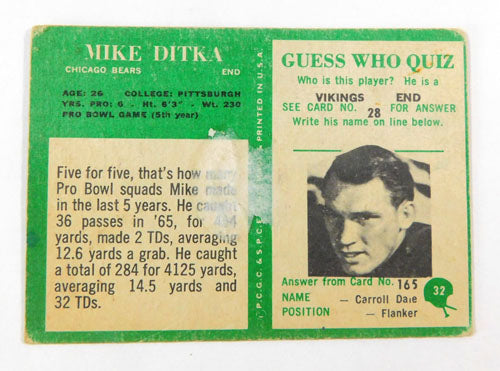 1966 Philadelphia Mike Ditka #32 Bears Pic2