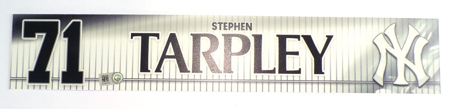2019 Stephen Tarpley #71 Yankees Game-Used Locker Name Plate COA #JD691916